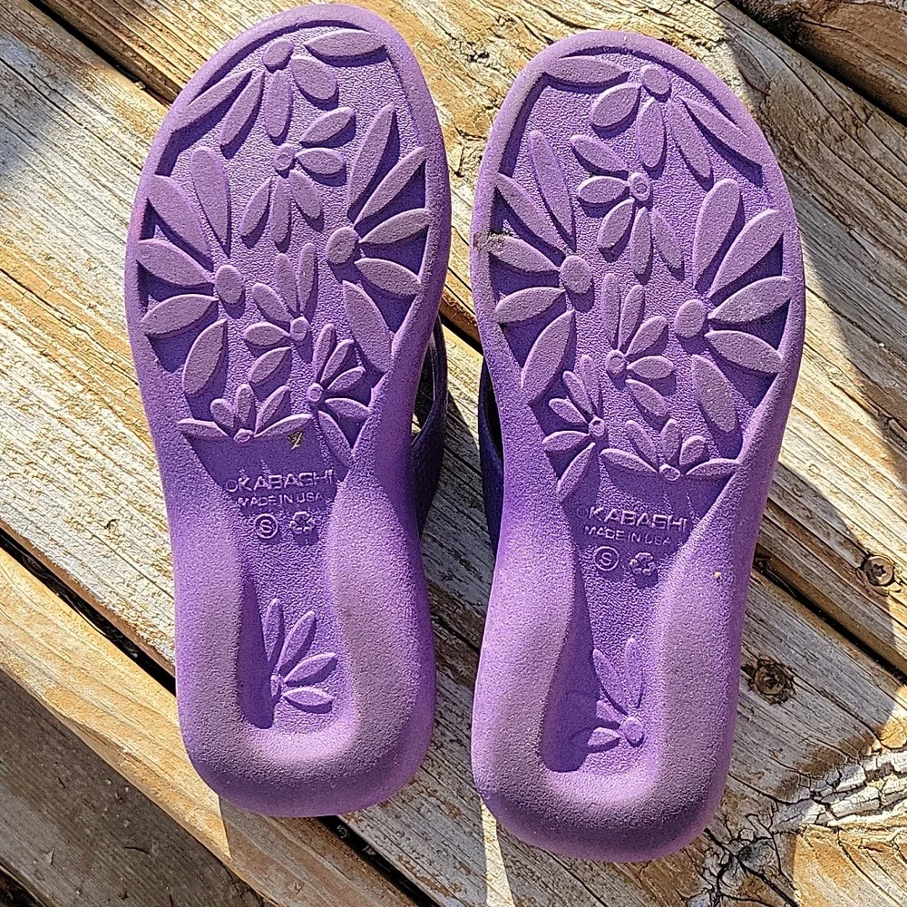 Women's Okabashi Flip Flops Beach Shoes Small (6). Made In USA. Almost Like New - Picture 2 of 7